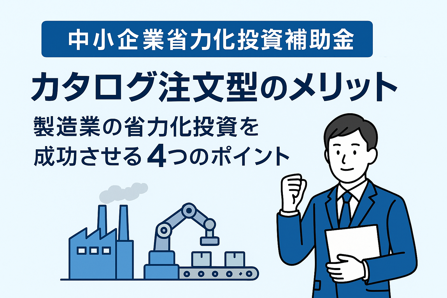 中小企業省力化投資補助金カタログ注文型のメリット｜製造業の省力化投資を成功させる4つのポイント