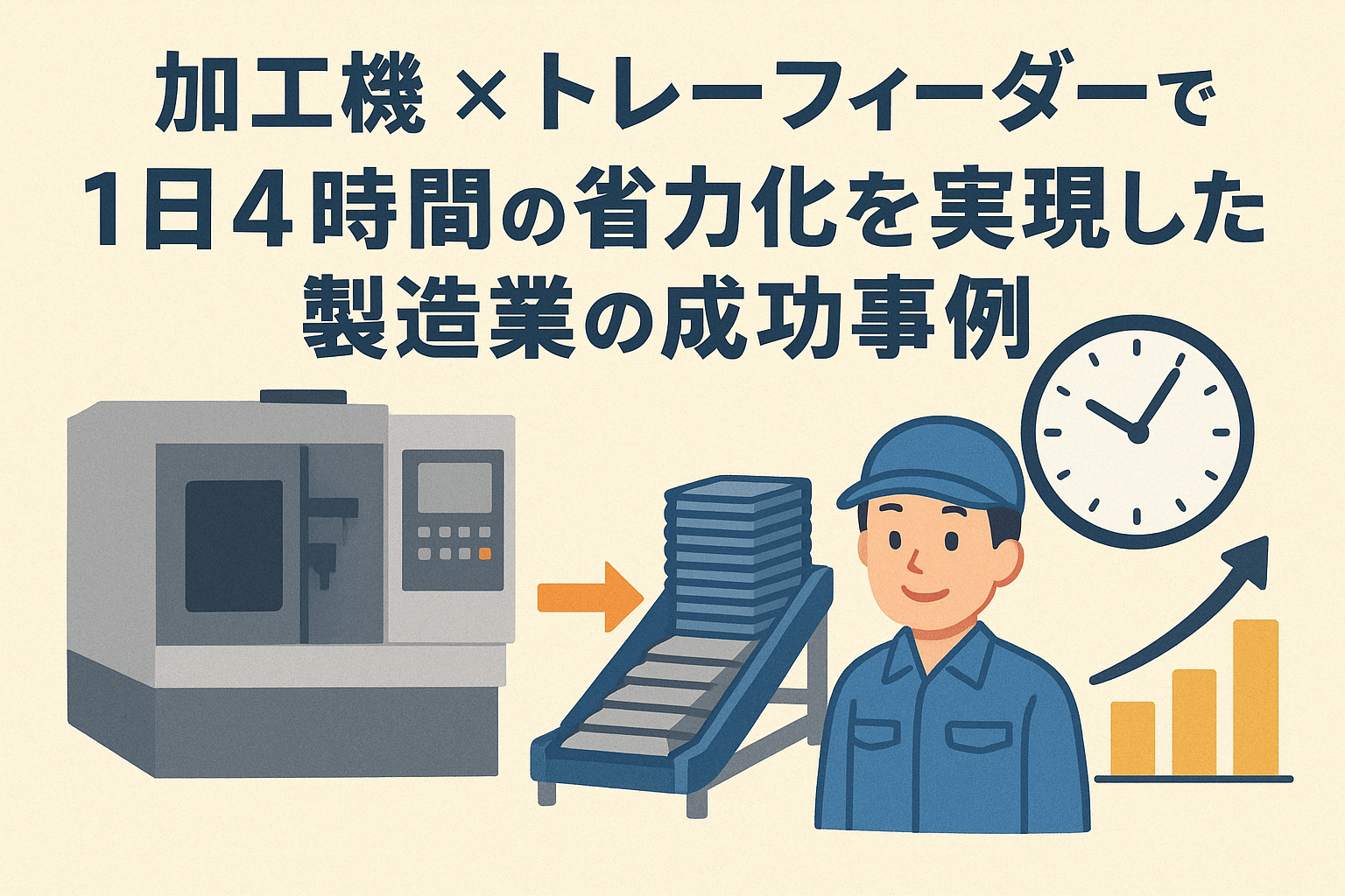 【省力化事例】加工機×トレーフィーダーで1日4時間の省力化を実現した製造業の成功事例